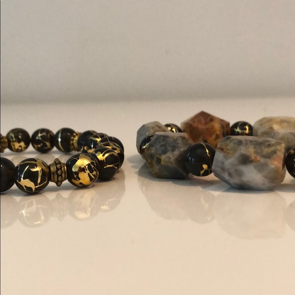 BRACELET POLISHED GRANITE STONE &JAPANESE BEADS - Picture 7 of 8